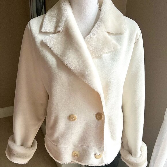RL Lauren cream suede-like coat size S/M